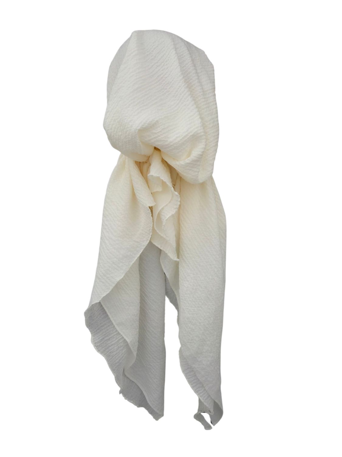 Cream textured solid pre-tied tichel