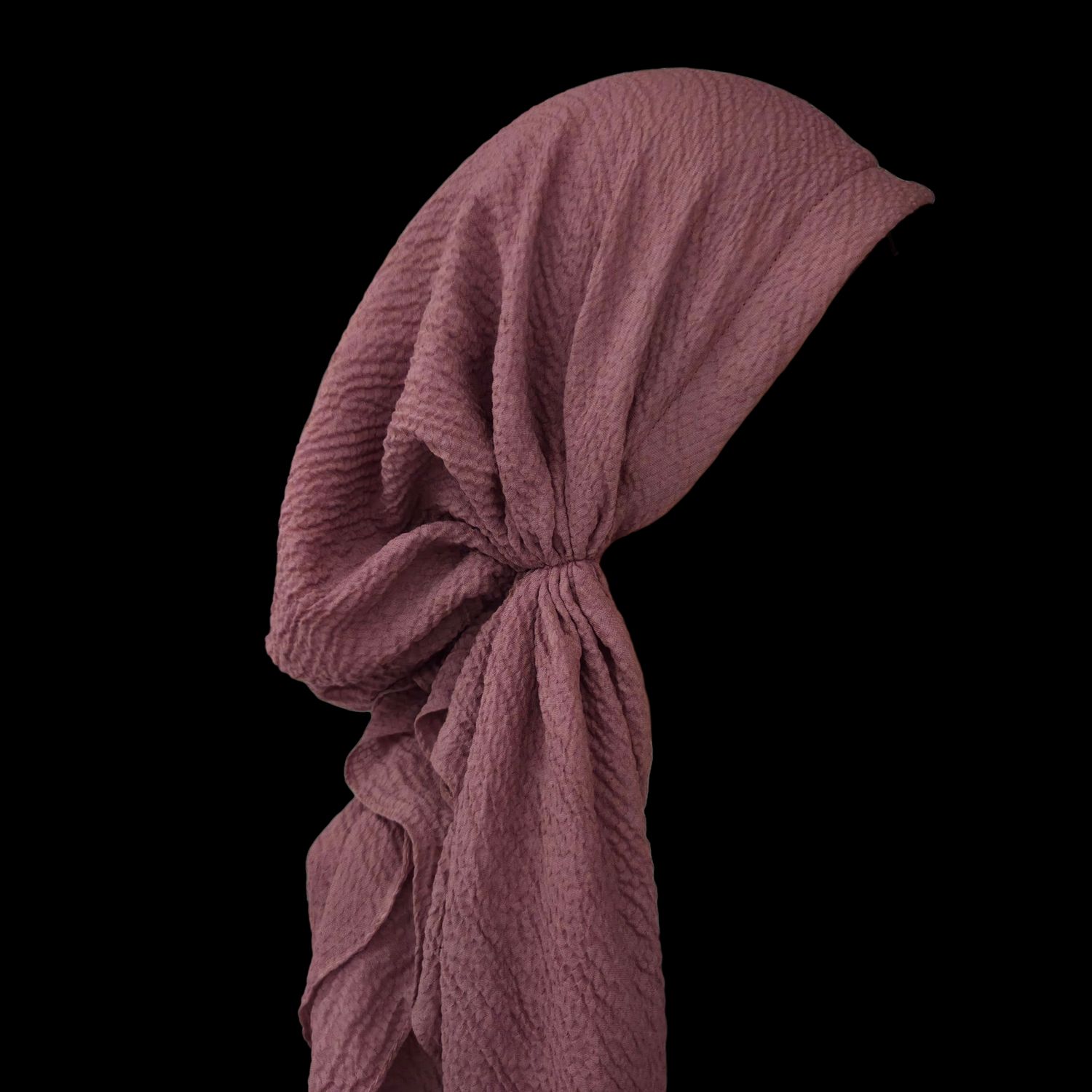 Deep mauve textured solid pre-tied tichel