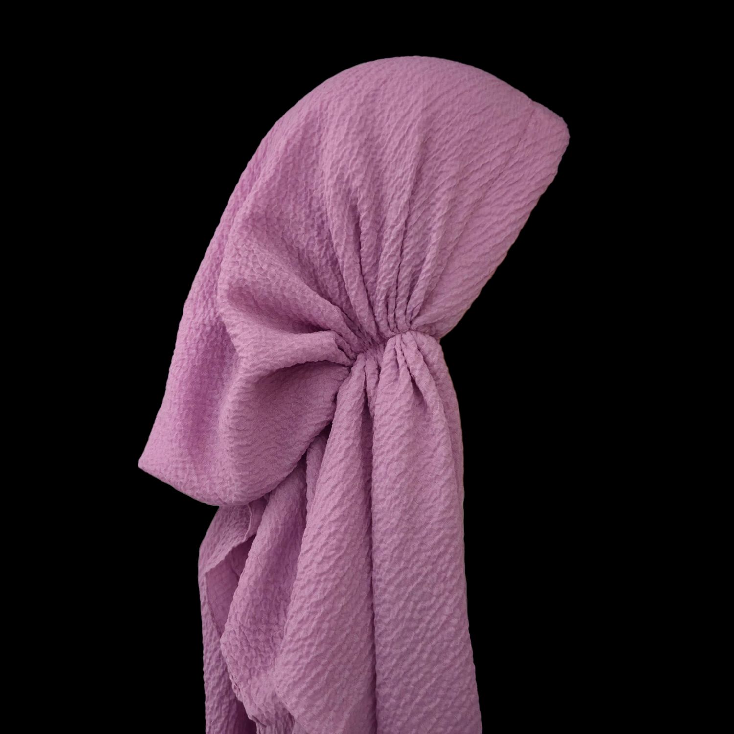 Pinkish lilac textured solid pre-tied tichel