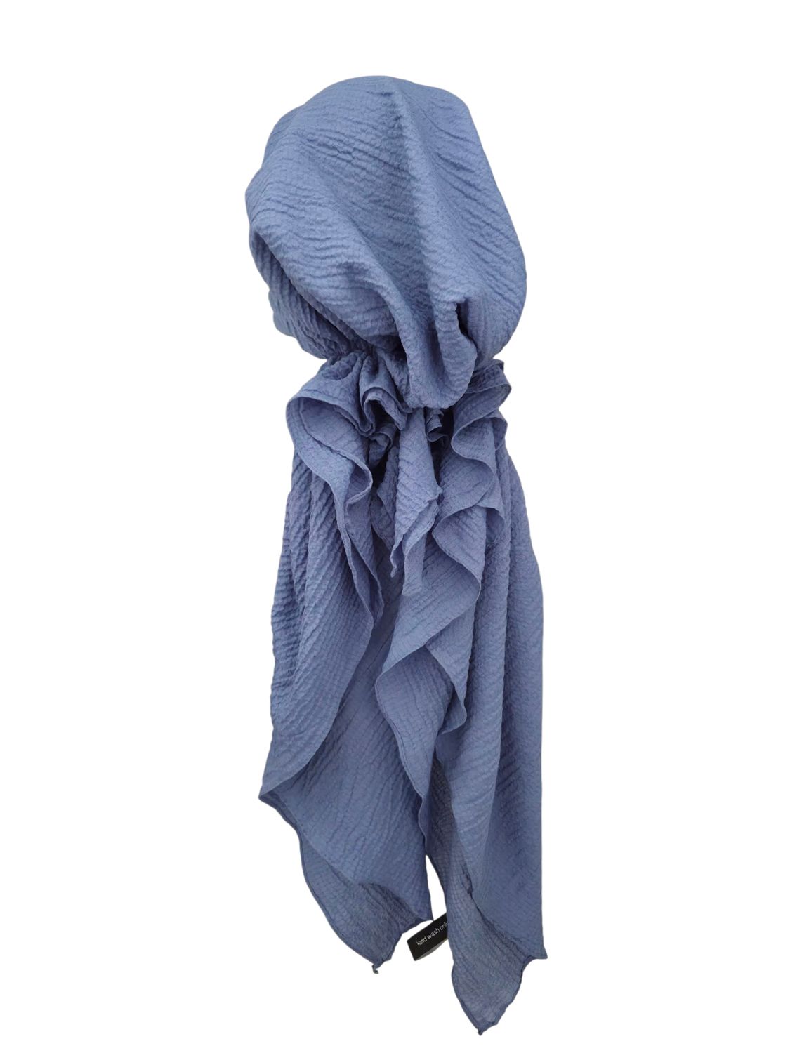 Light denim blue textured solid pre-tied tichel