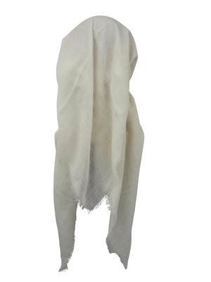 Cream - long kerchief back - soft fringes pretied tichel (BBS) w/band sewn in