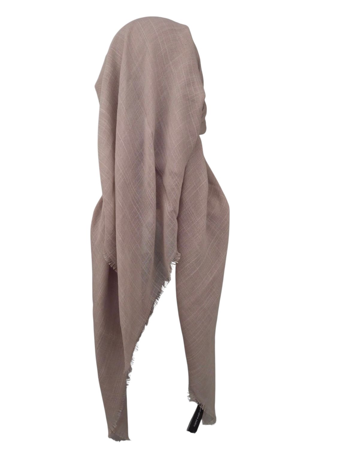 Pinkish tan - long kerchief back - soft fringes pretied tichel (BBS) w/band sewn in