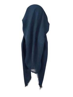 Deep green/teal - long kerchief back - soft fringes pretied tichel (BBS) w/band sewn in