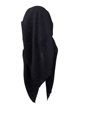 Black - long kerchief back - textured pretied tichel (BBS) w/band sewn in