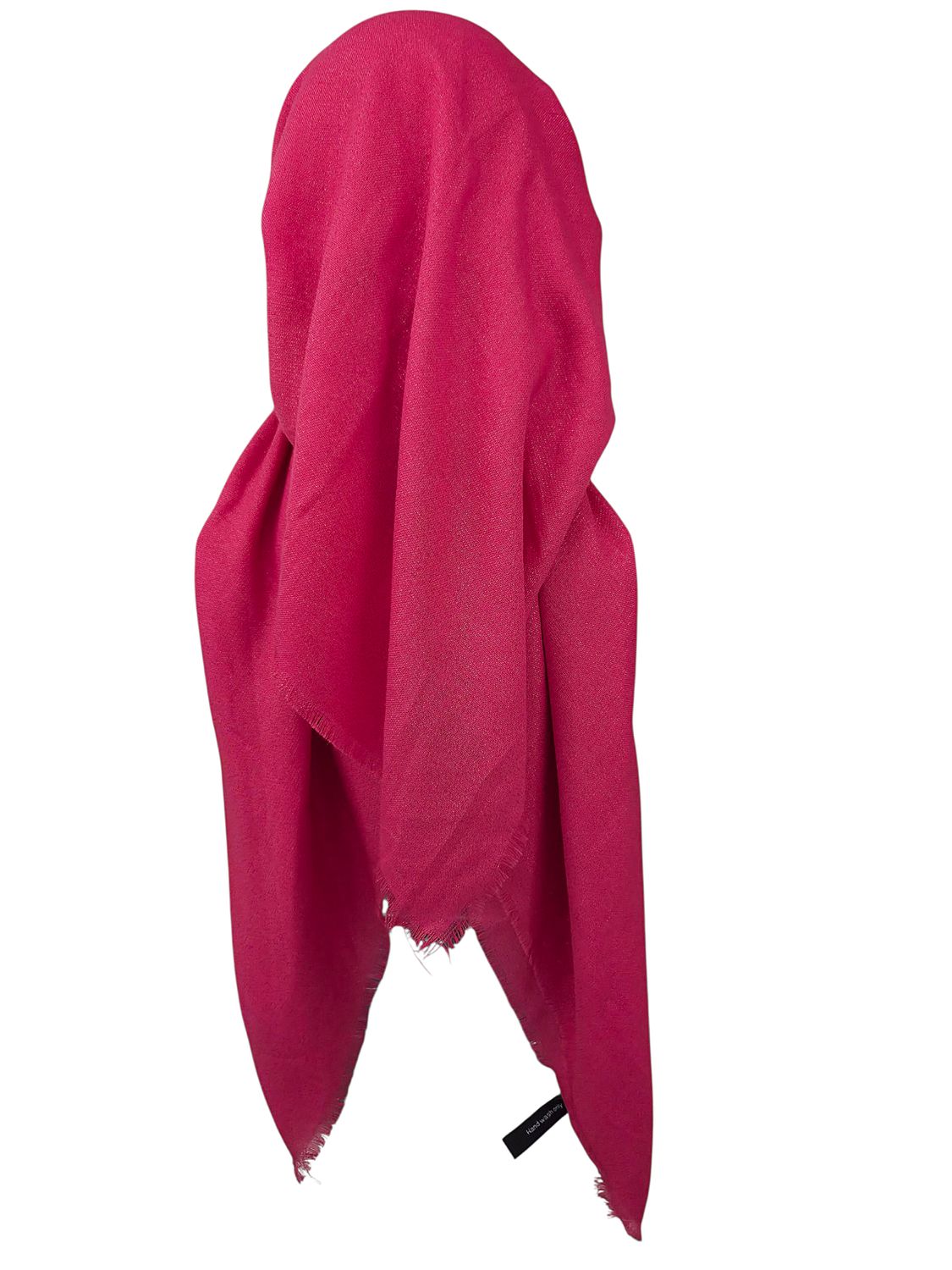 Glittery hot pink - long kerchief back - soft fringes pretied tichel (BBS) w/band sewn in