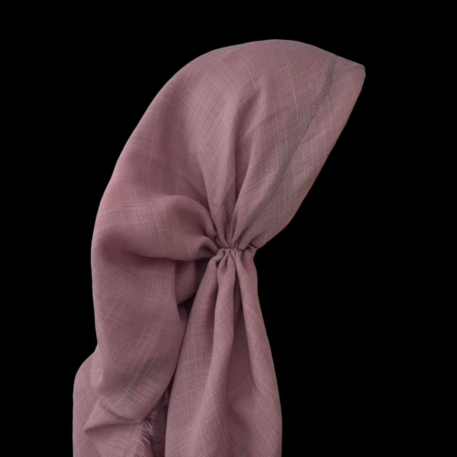 Mauve/blush - long kerchief back - soft fringes pretied tichel (BBS) w/band sewn in