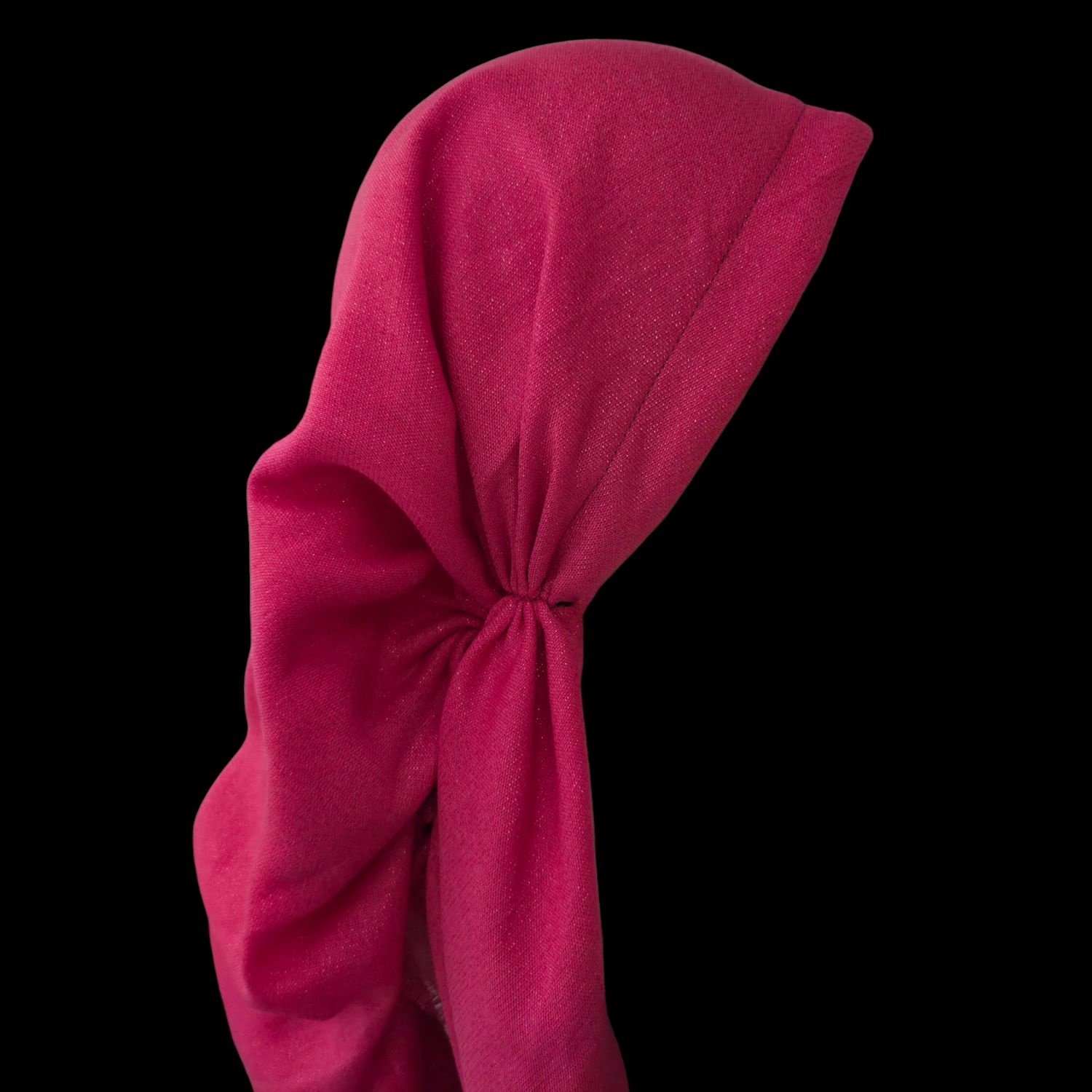 Glittery hot pink - long kerchief back - soft fringes pretied tichel (BBS) w/band sewn in