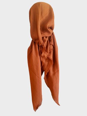 Deep rust/gingerbread - soft fringes pretied tichel