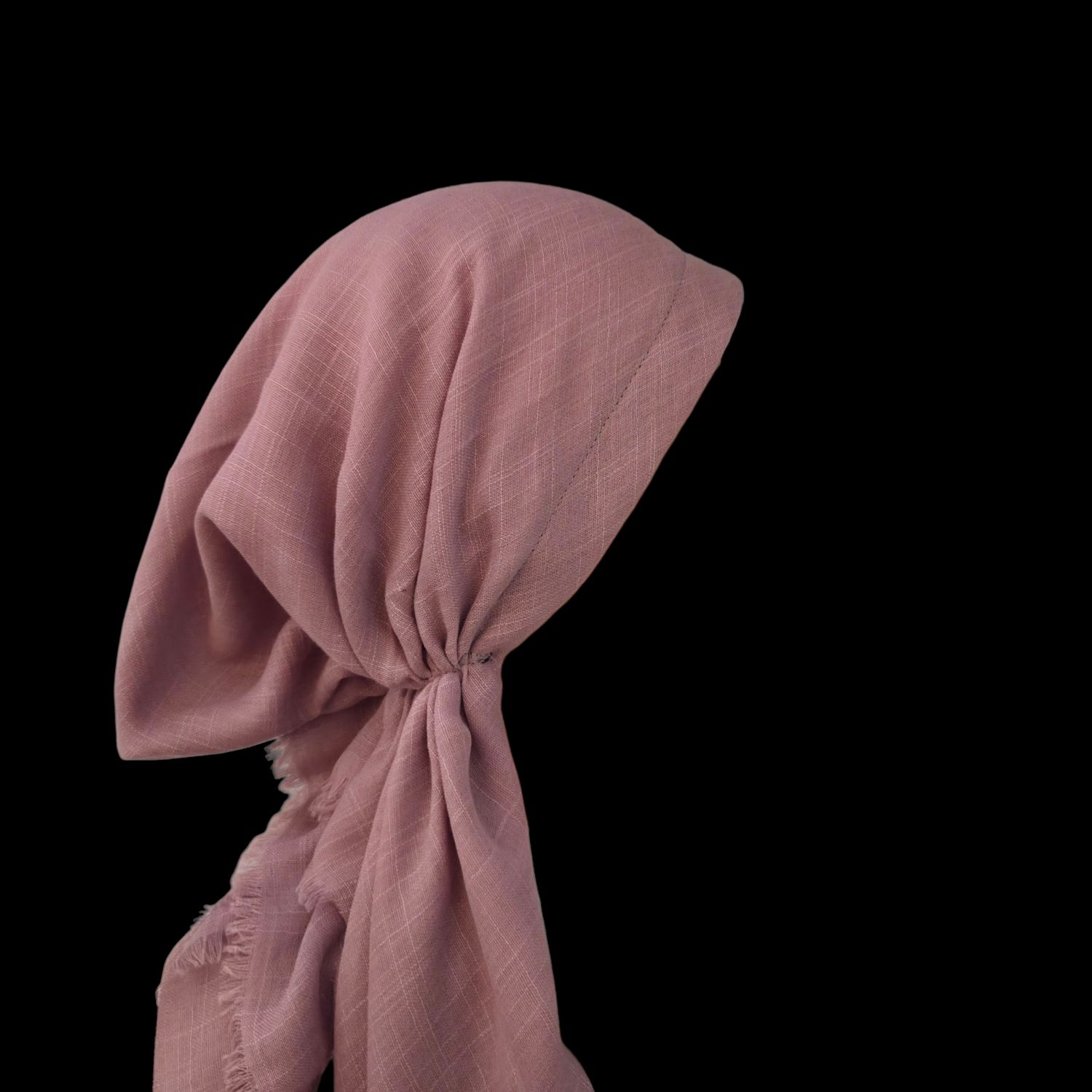 Blush/mauve - soft fringes pretied tichel