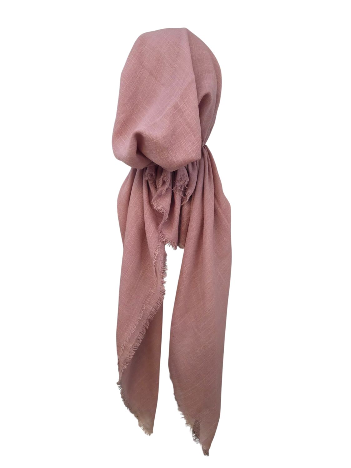 Blush/mauve - soft fringes pretied tichel