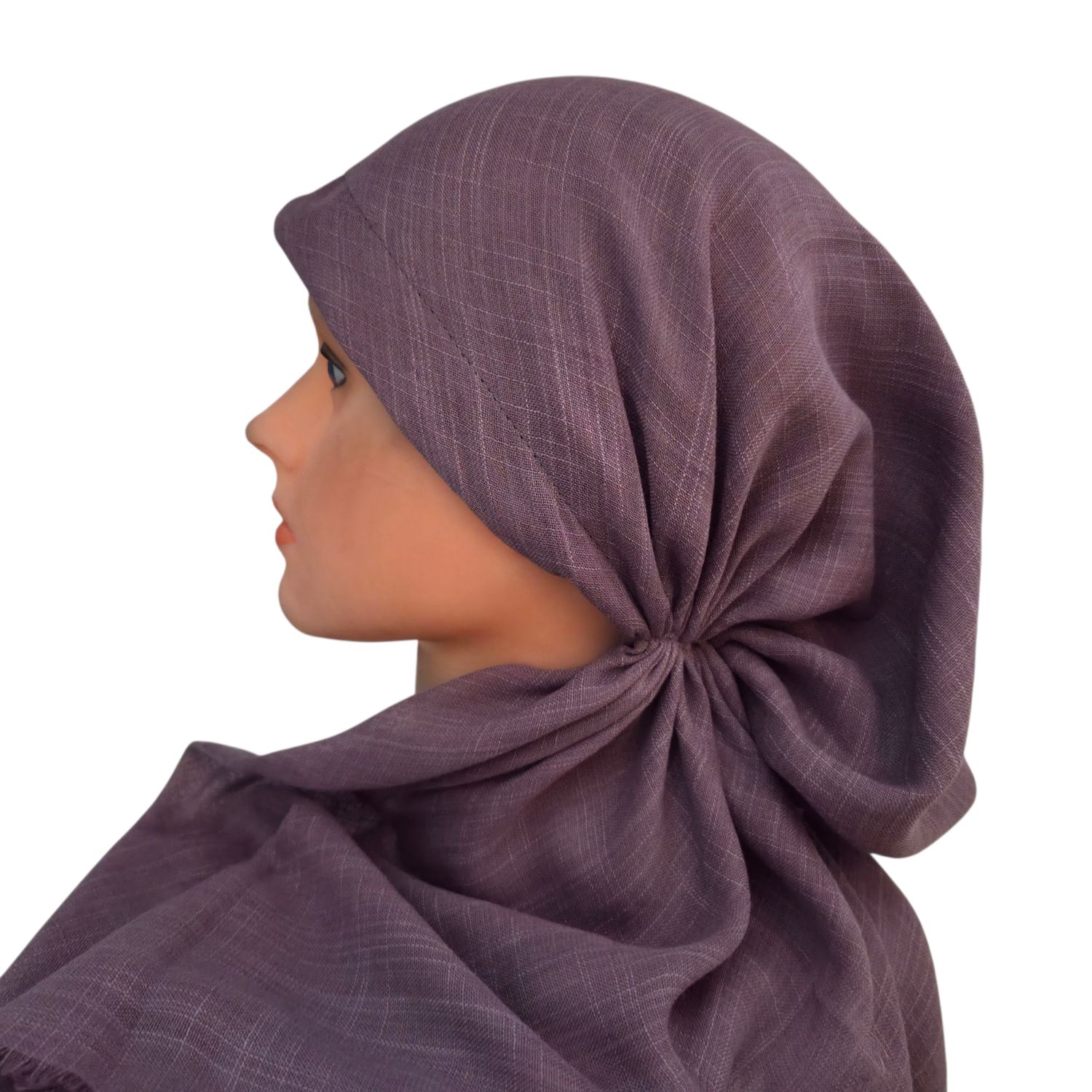 Deep lavender - soft fringes pretied tichel