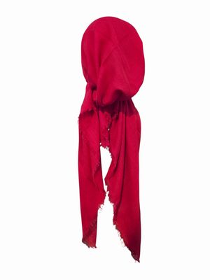 Reddish deep coral solid  - soft fringes pretied tichel