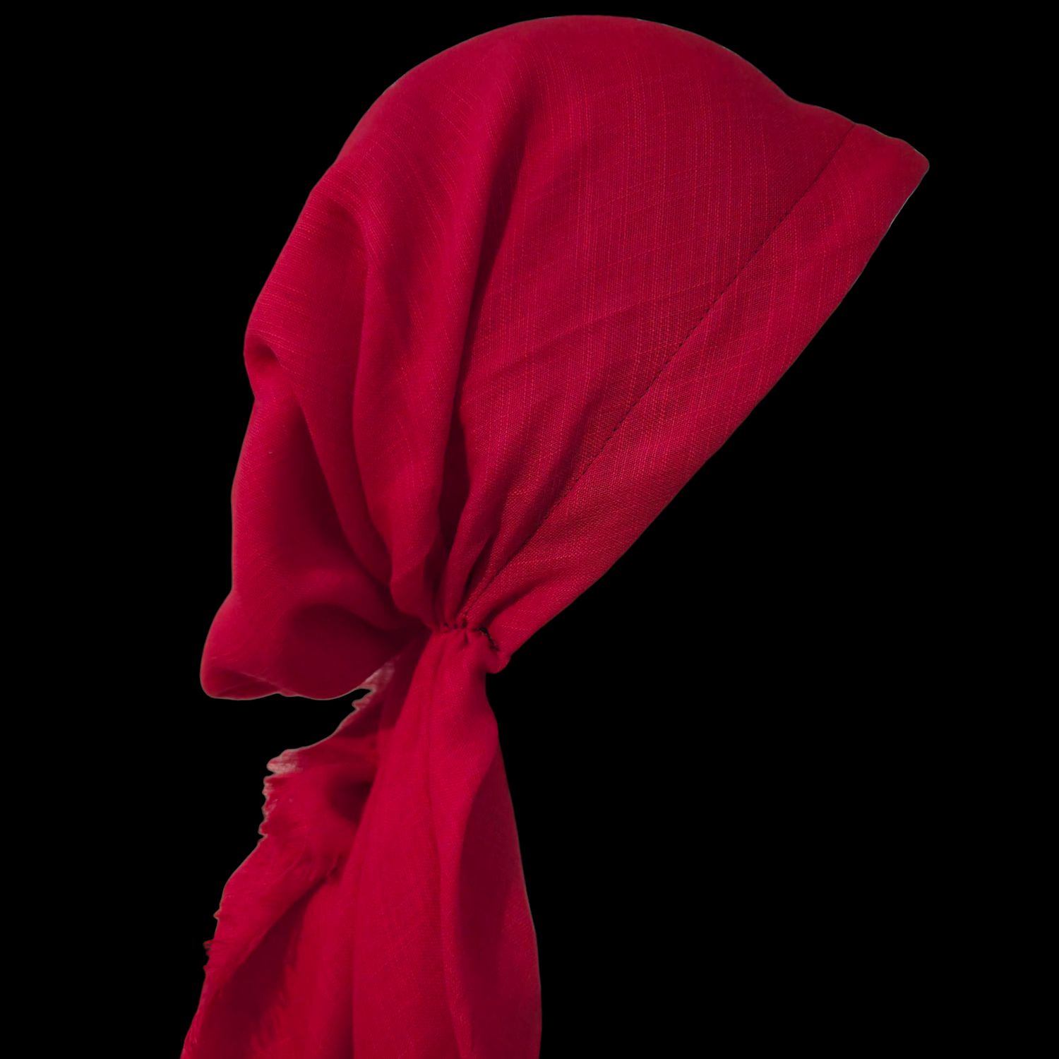 Reddish deep coral solid  - soft fringes pretied tichel