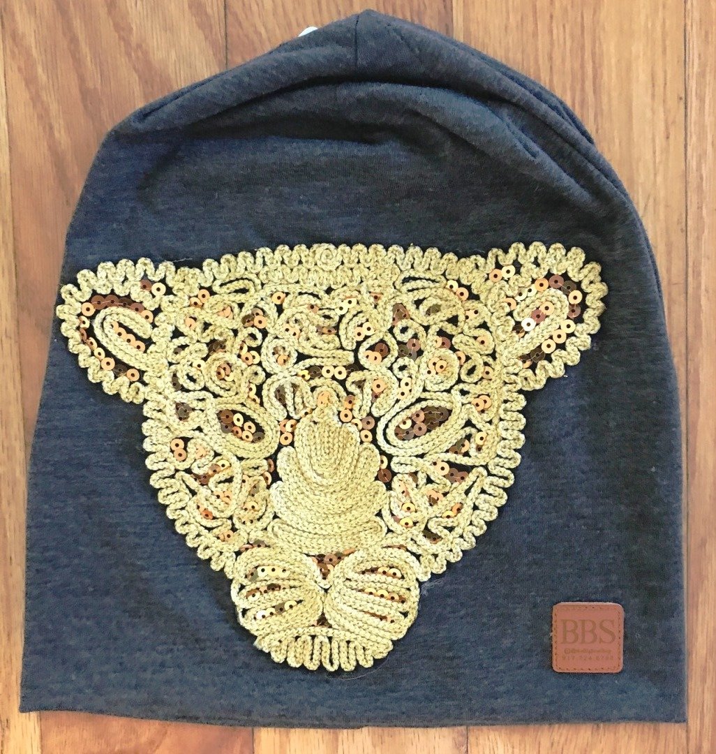 Charcoal gray lion beanie