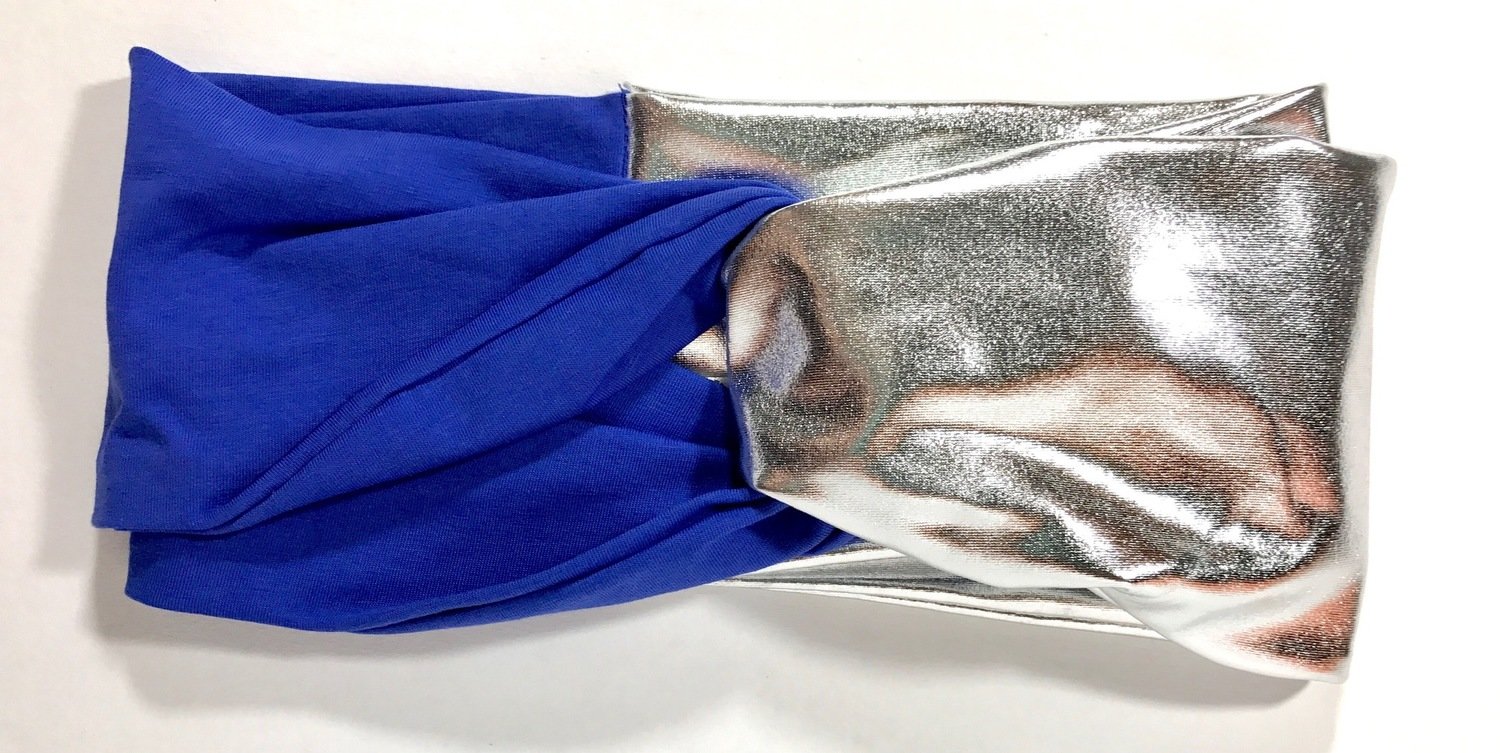 Royal blue/silver pleather headband