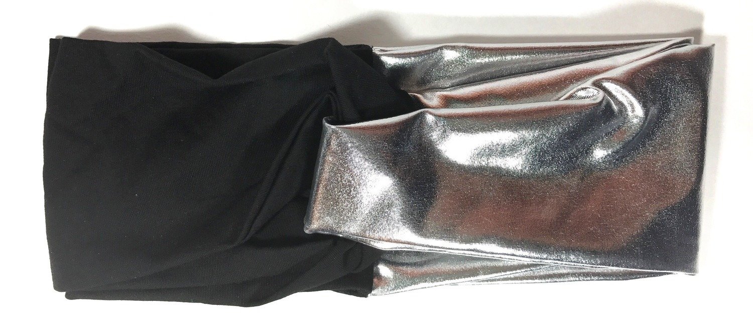 Black/silver pleather headband