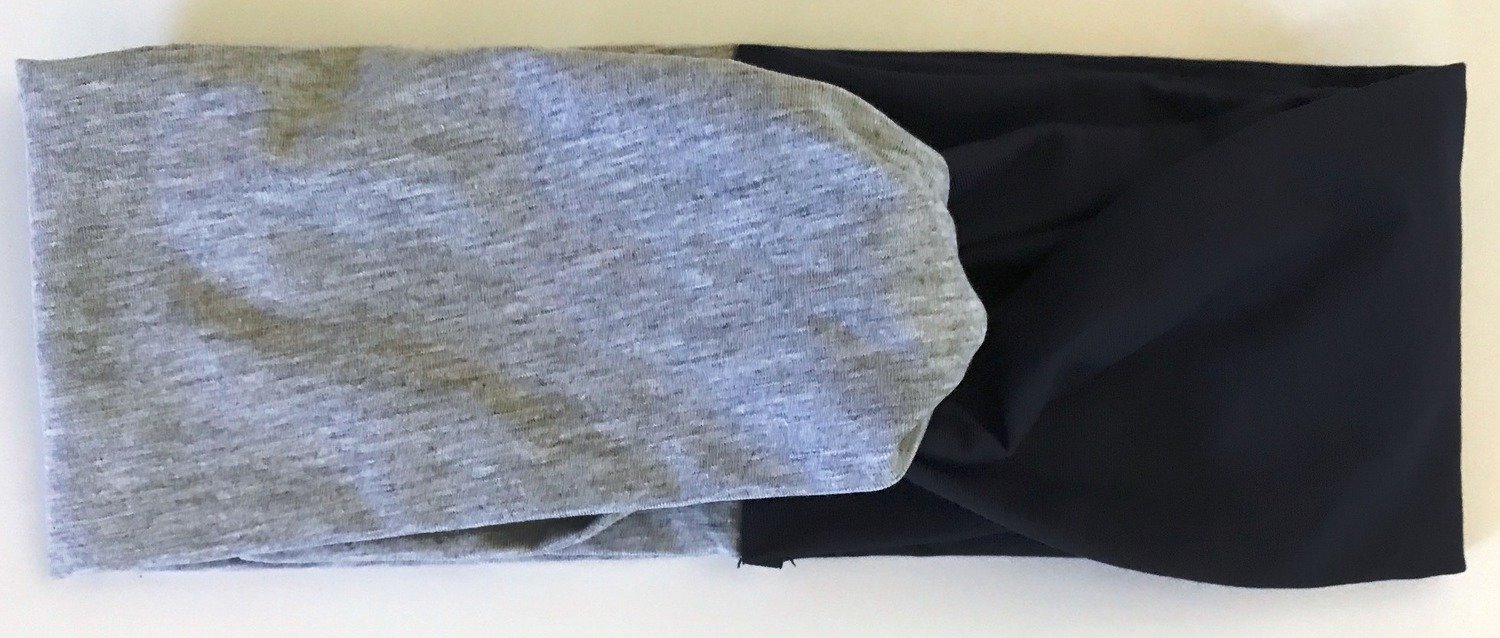 Navy/gray two tone cotton headband