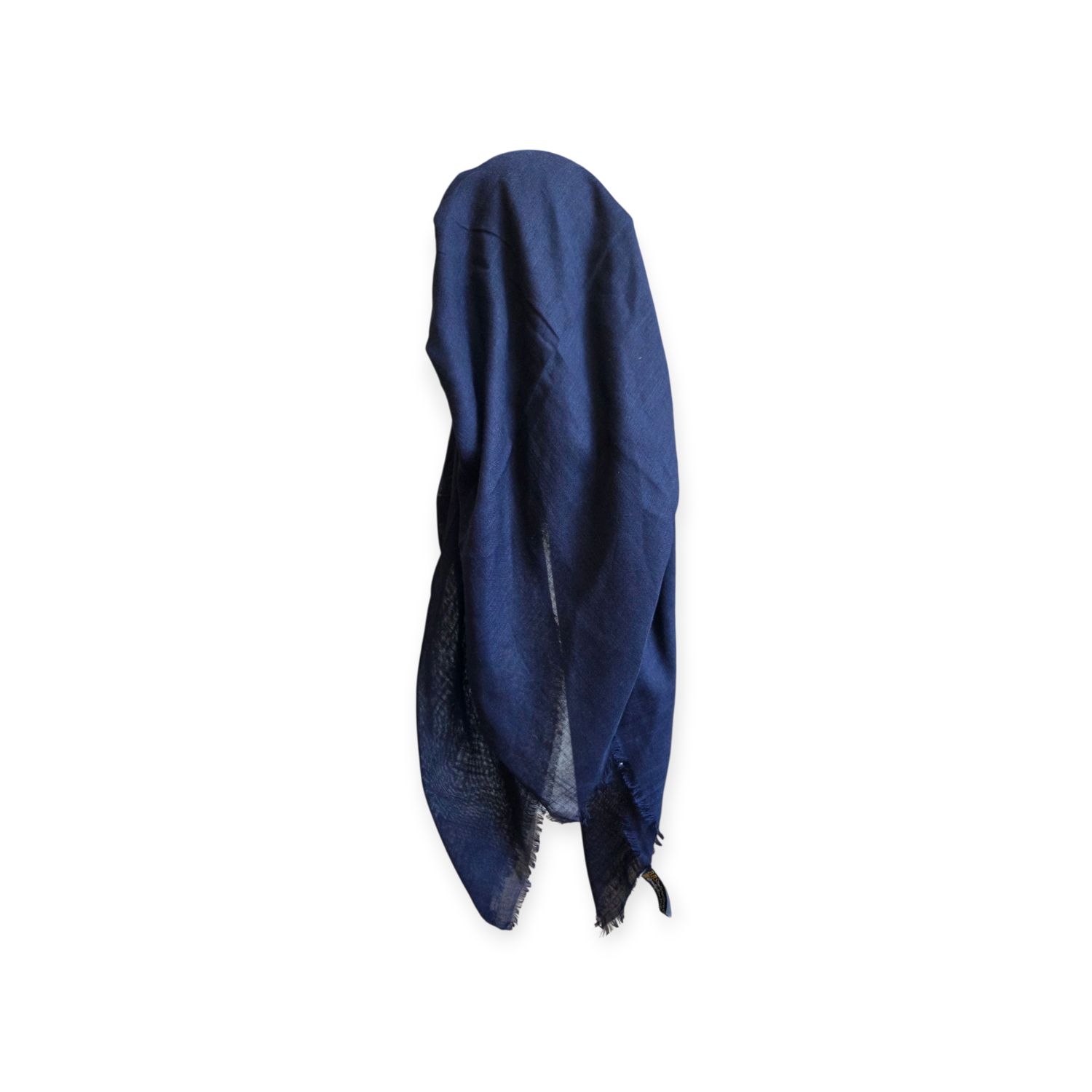 Navy solid - long kerchief back - soft fringes pretied tichel (BBS) w/band sewn in
