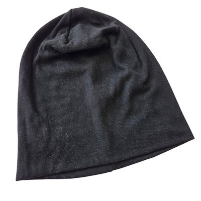 Corduroy look cotton beanie - black