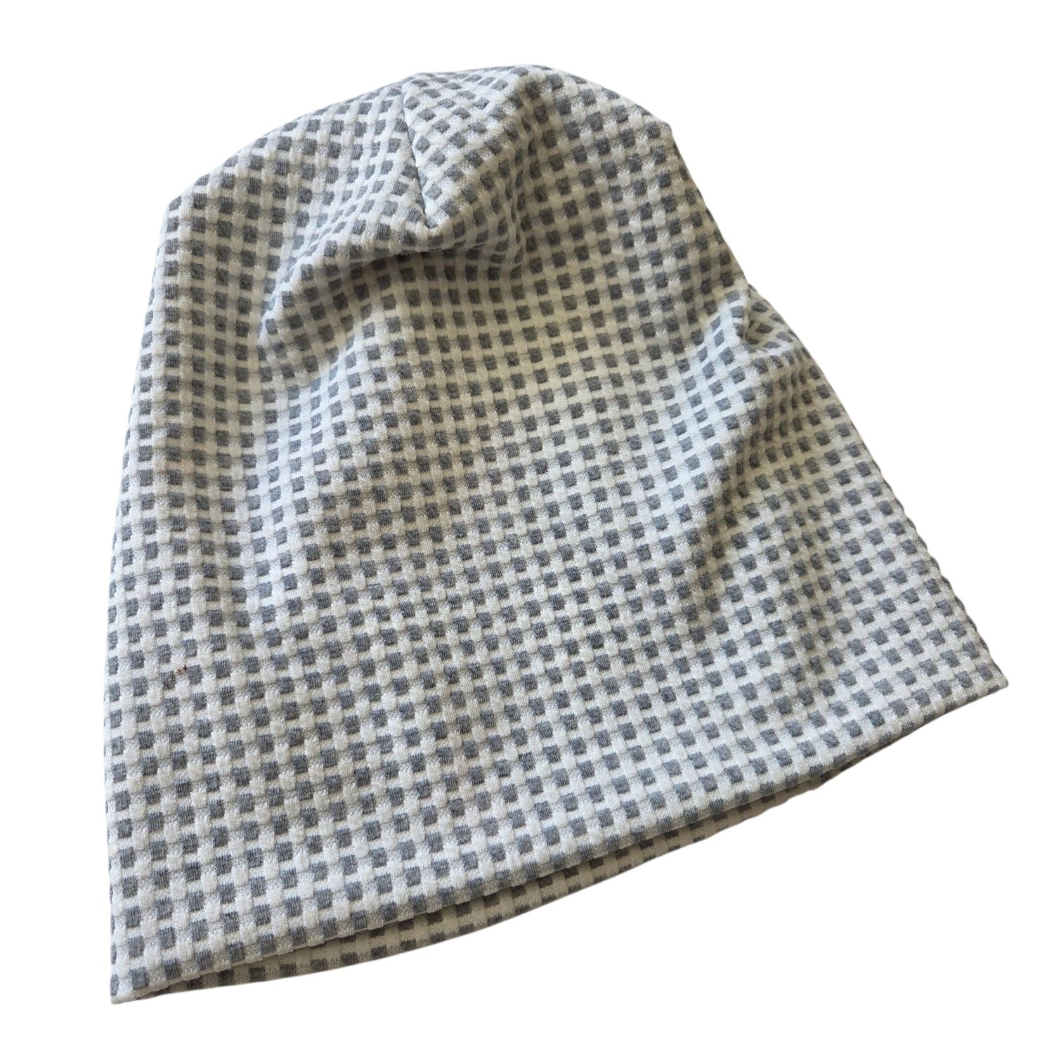 Mid-weight checkered beanie - light gray