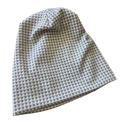 Mid-weight checkered beanie - light gray