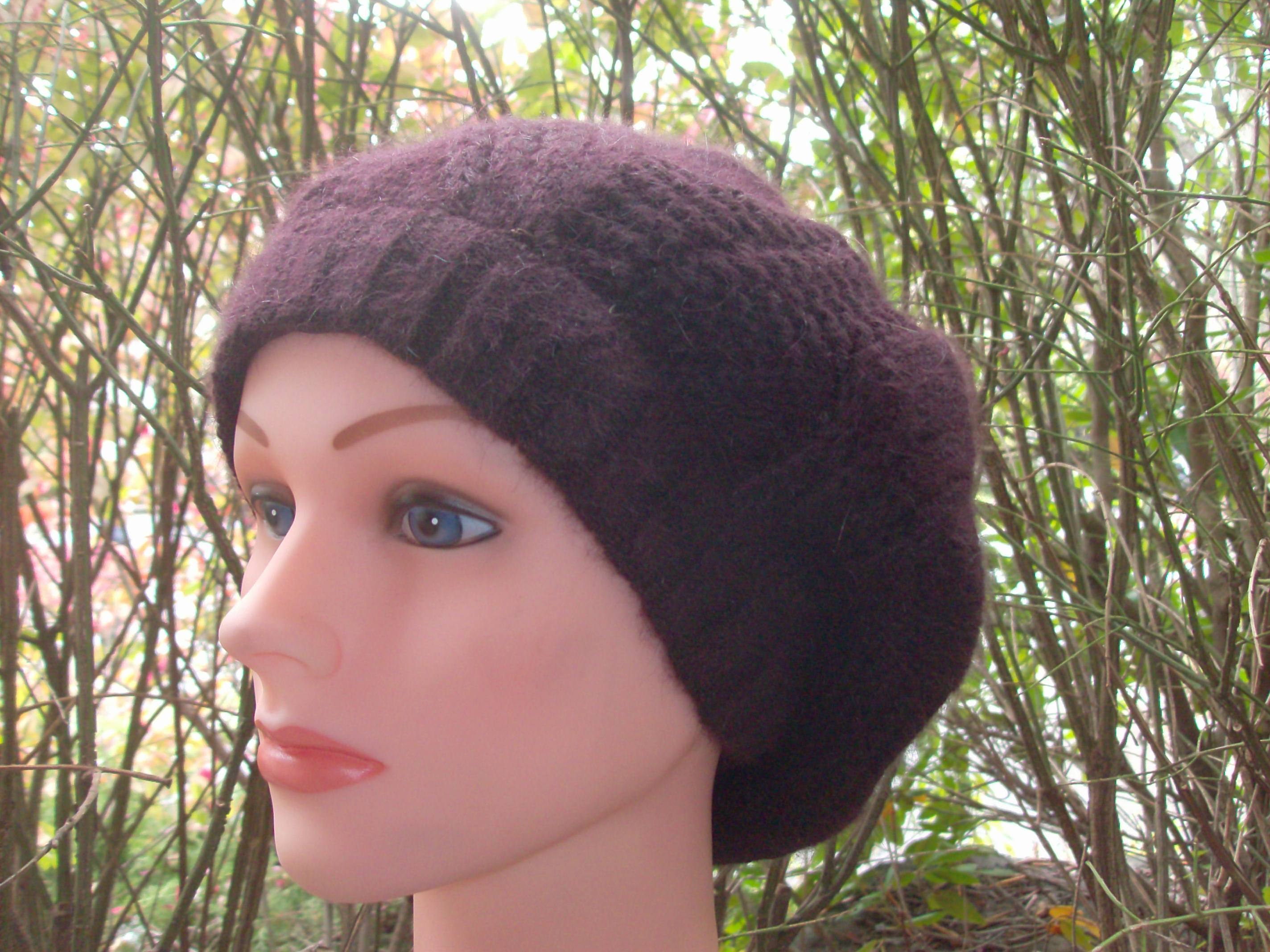 NY style angora beret brown