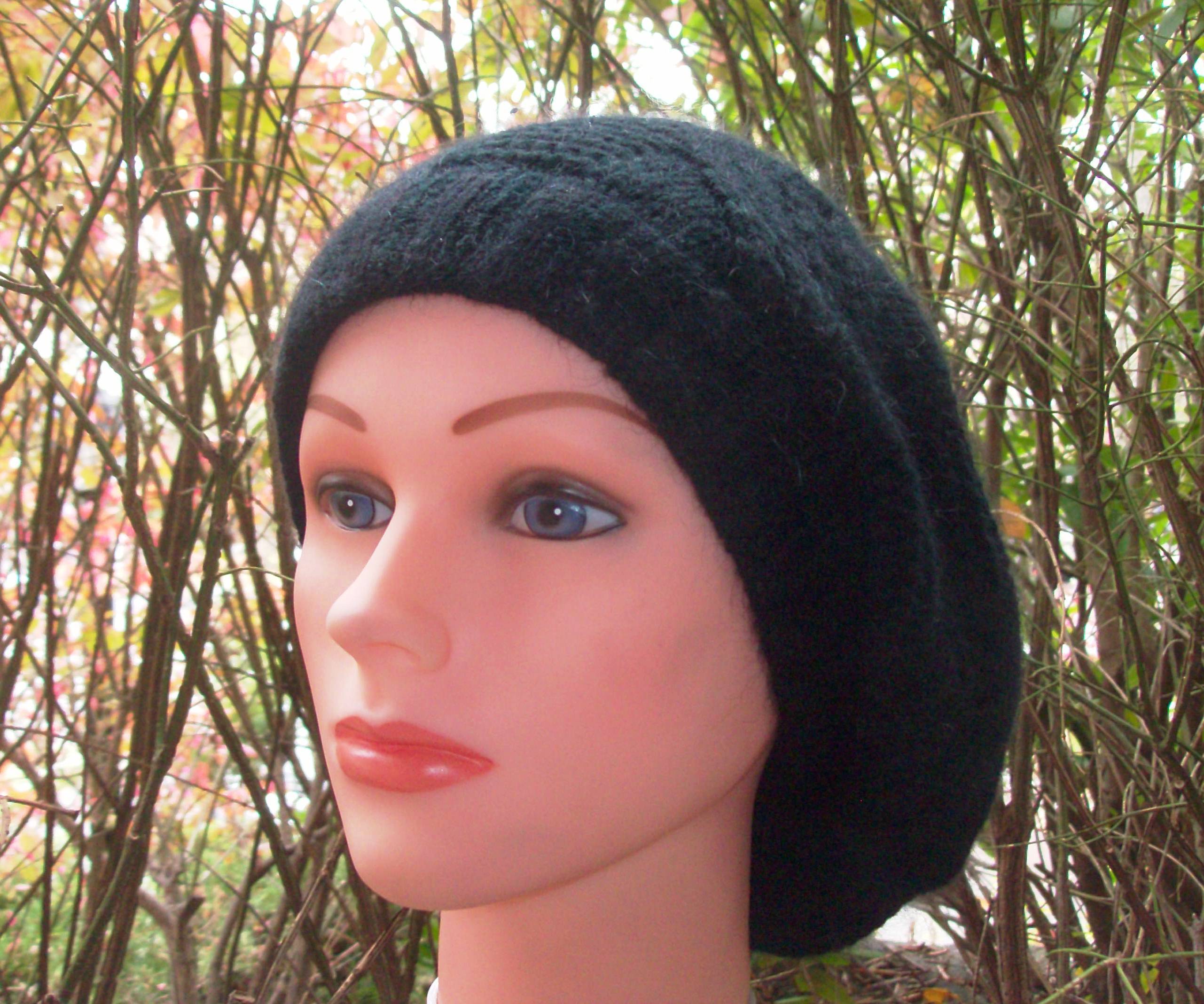 NY style angora beret black