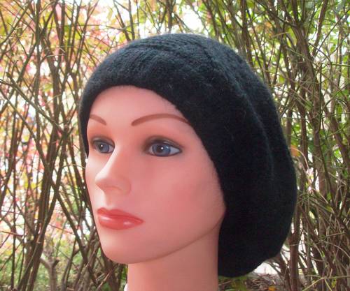 NY style angora beret black