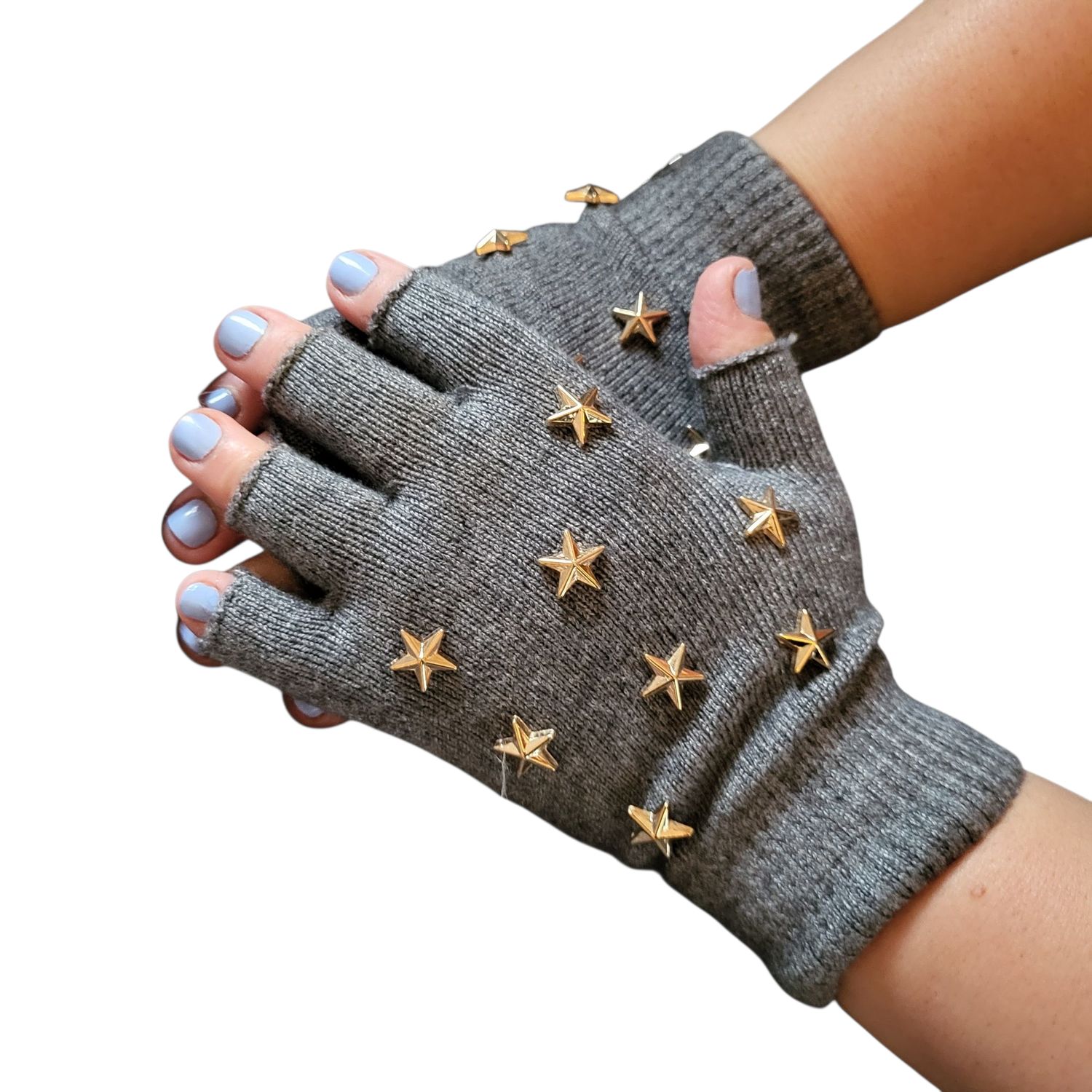 Thin half finger gloves w/gold stars