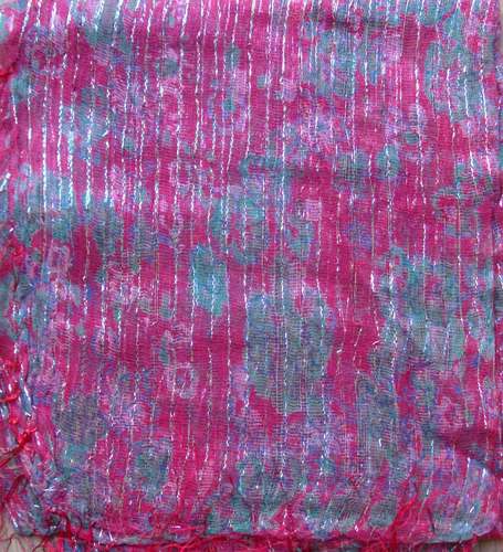 Pretty pattern lurex tichel pale red