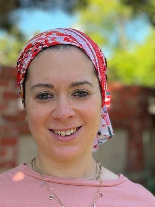 Multicolored red - small square tichel bandana