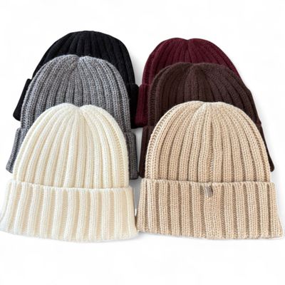 Ribbed Knit Fold-Over Hat/Beanie