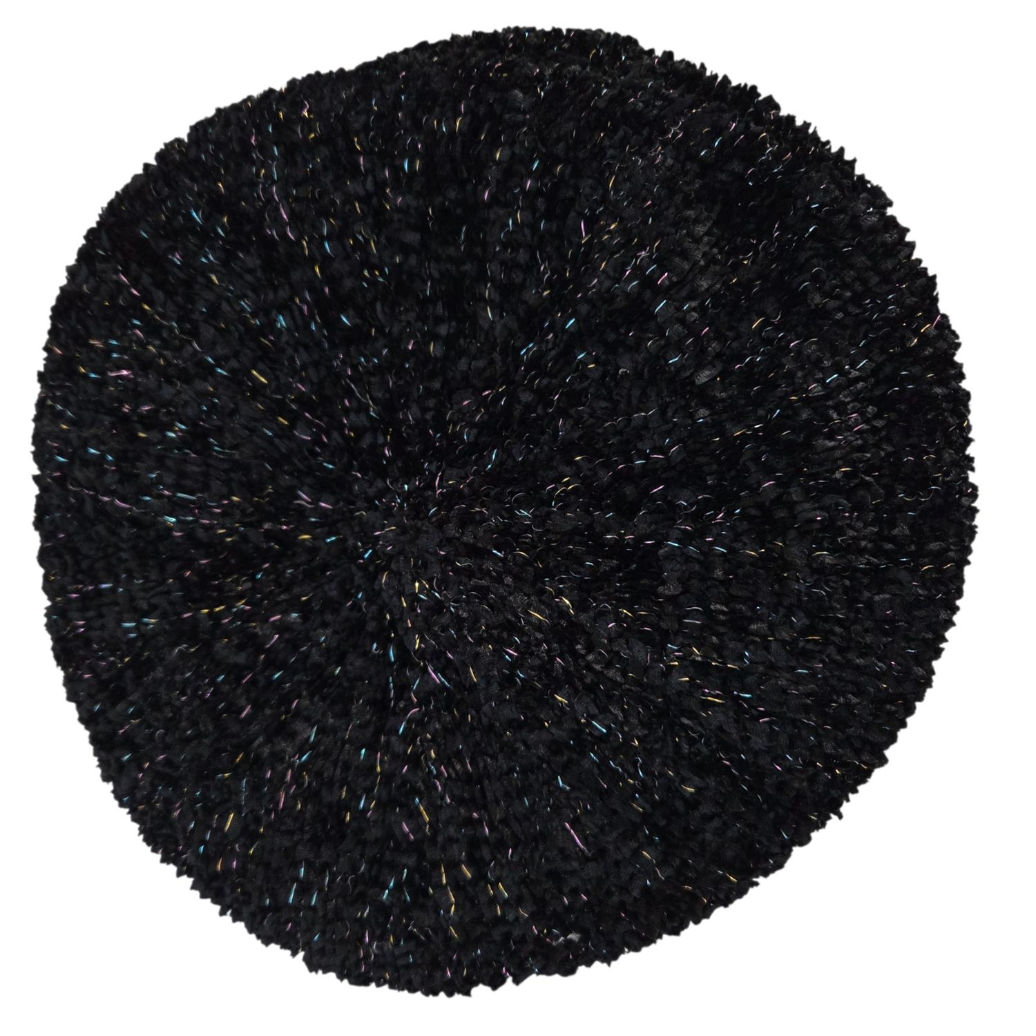 Black chenille snood with colorful lurex threads - with band