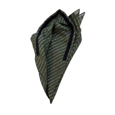 Olive triangular lurex tichel w/band sewn in