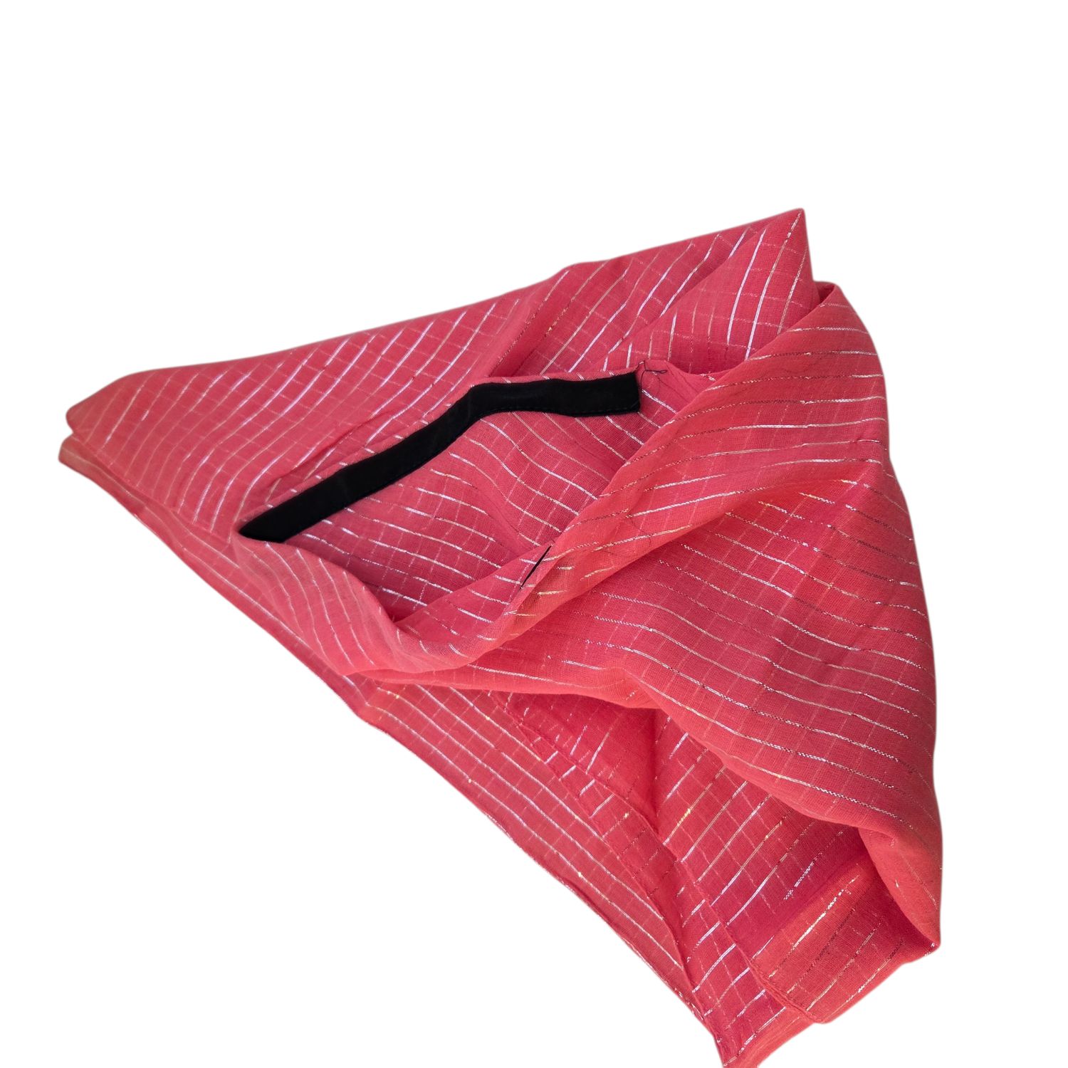 Coral triangular lurex tichel w/band sewn in