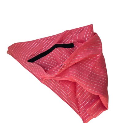 Coral triangular lurex tichel w/band sewn in