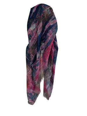 Multi colored olive  -  long kerchief back - soft fringes pretied tichel (BBS) w/band sewn in