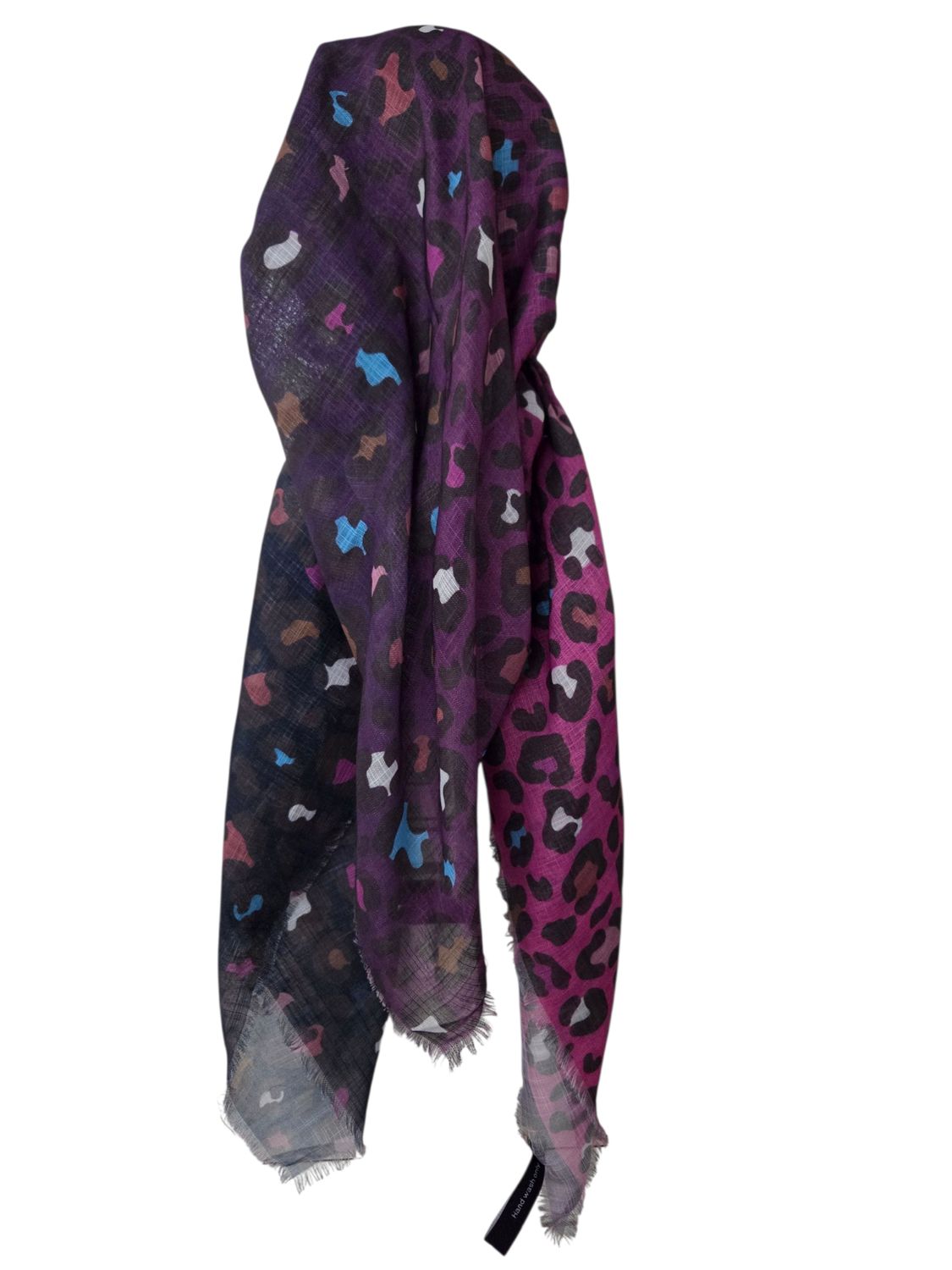 Wine - shaded leopard pattern  - long kerchief back - soft fringes pretied tichel (BBS) w/band sewn in