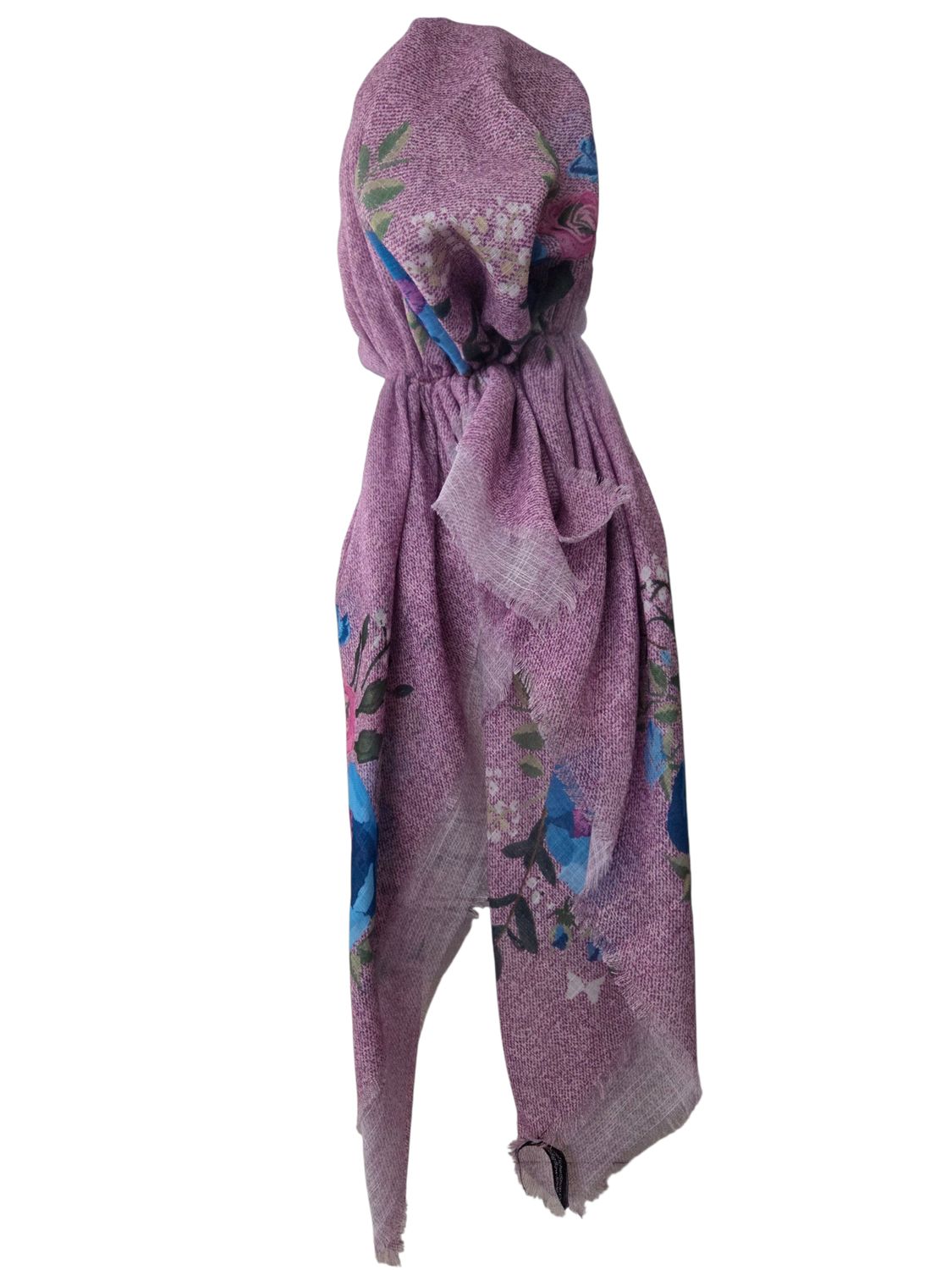 Mauve floral whispers - soft fringes pretied tichel