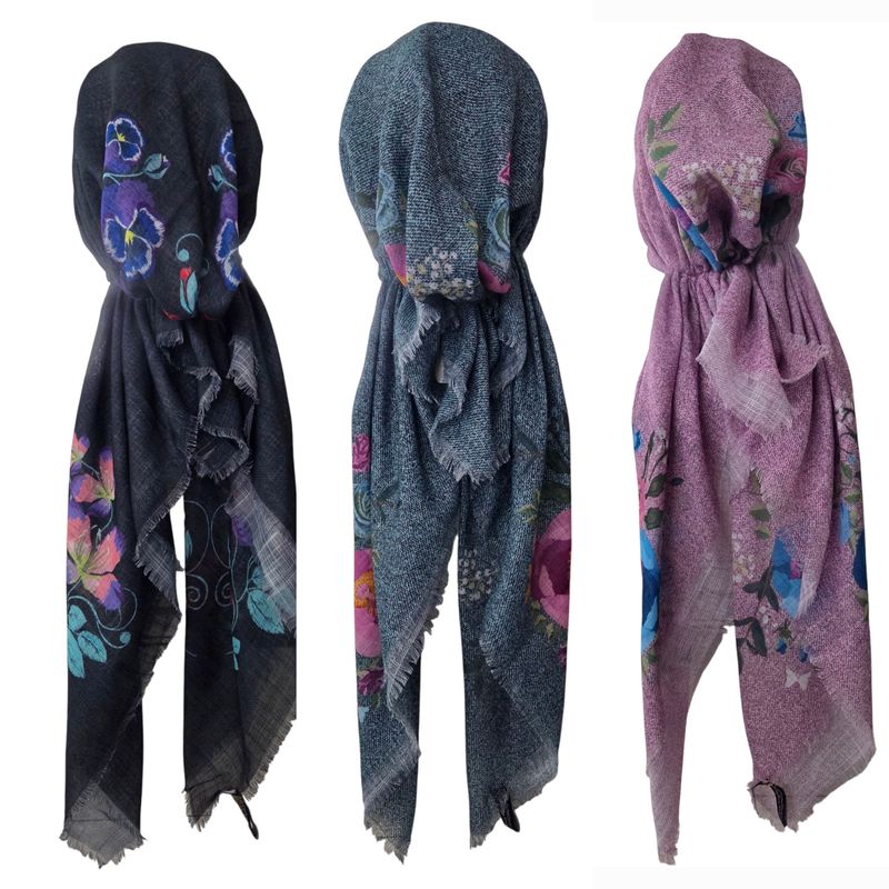 Floral whispers - soft fringes pretied tichels