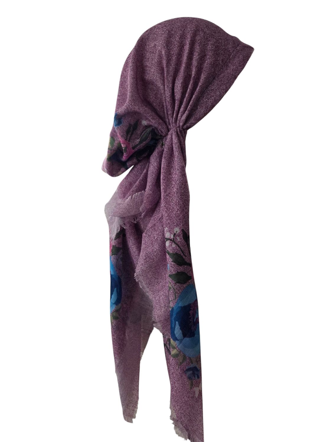 Mauve floral whispers - soft fringes pretied tichel