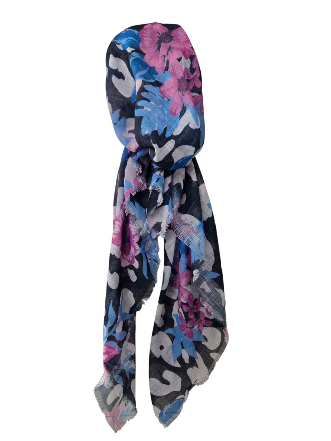 Black botanic breeze - soft fringes pretied tichel