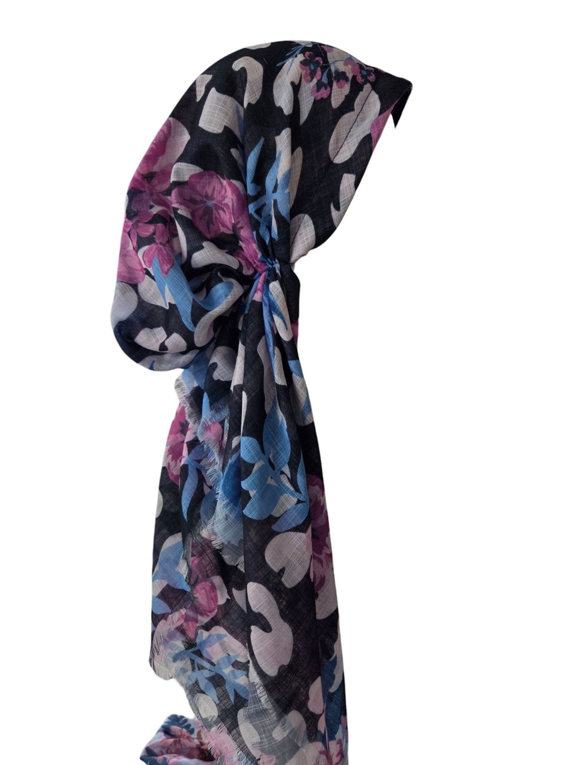 Black botanic breeze - soft fringes pretied tichel