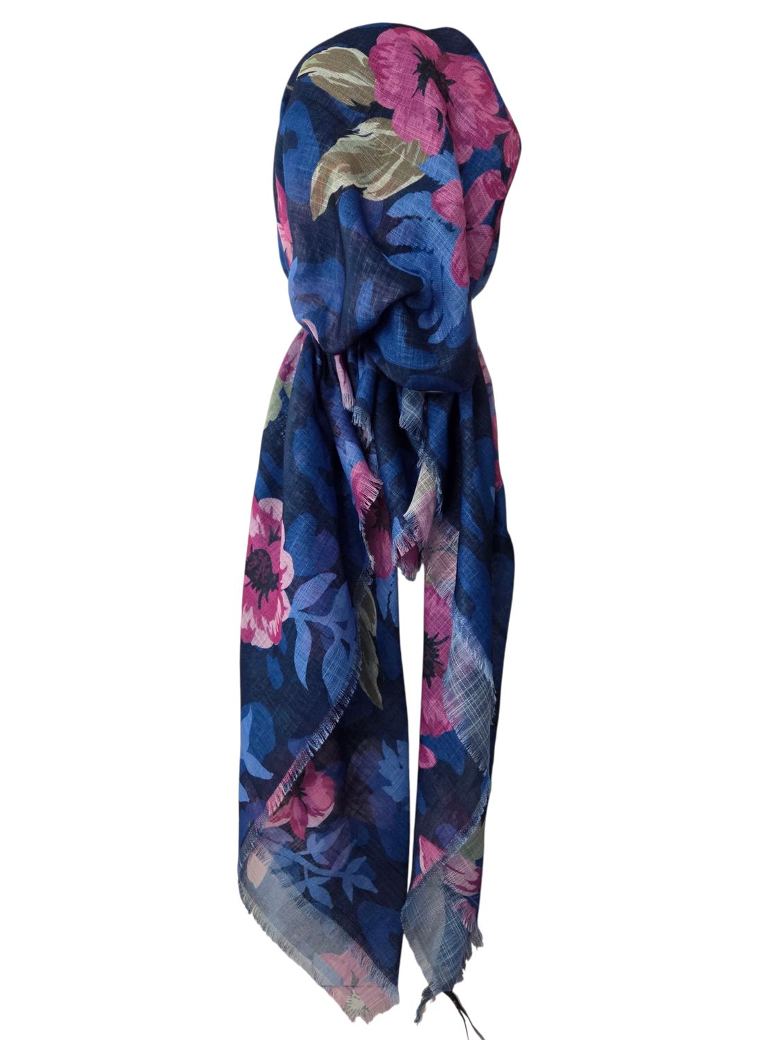 Dark blue botanic breeze - soft fringes pretied tichel