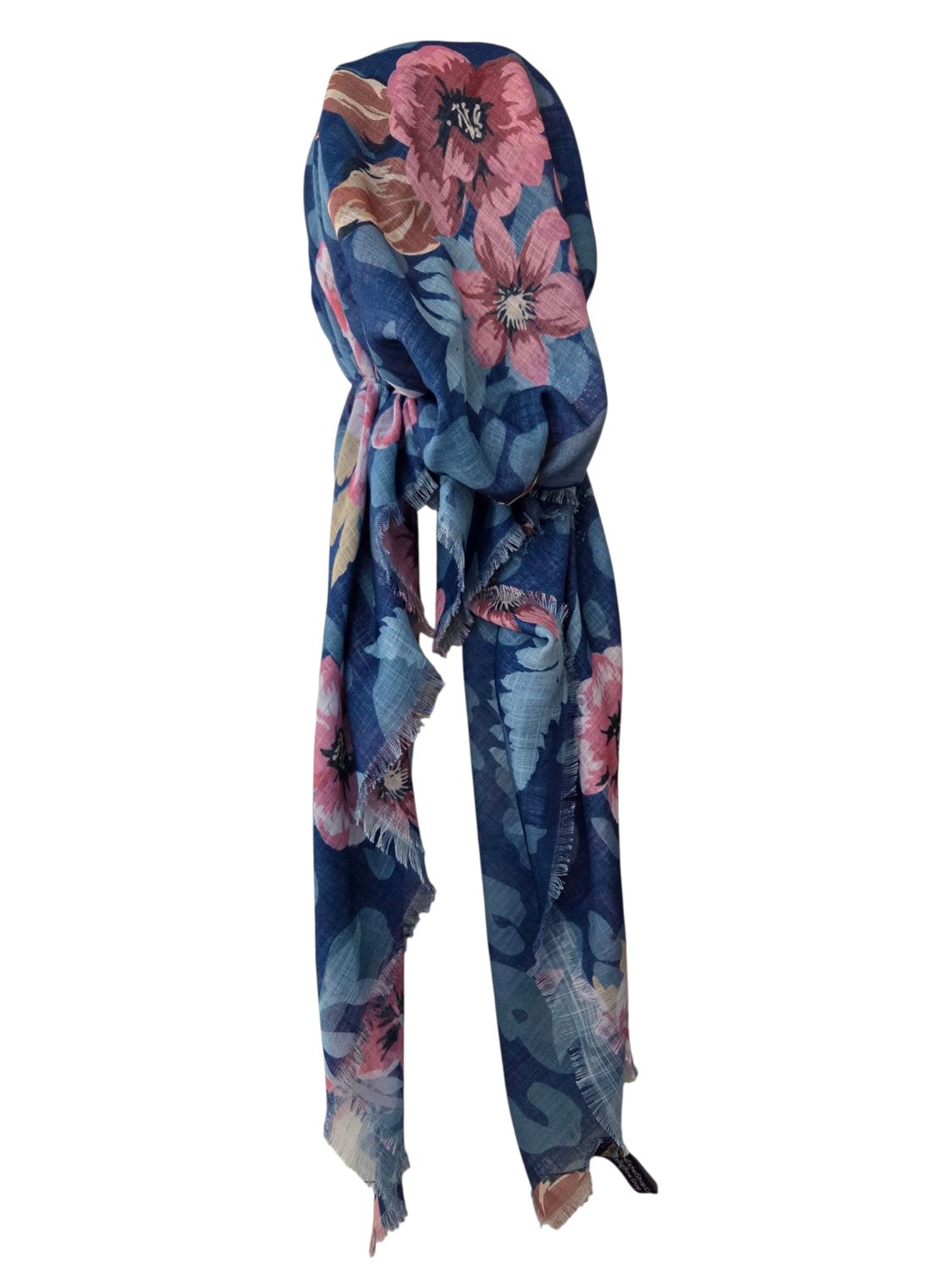 Denim botanic breeze - soft fringes pretied tichel