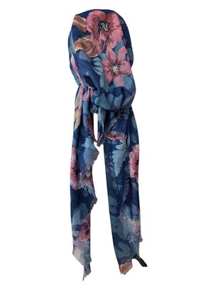 Denim botanic breeze - soft fringes pretied tichel