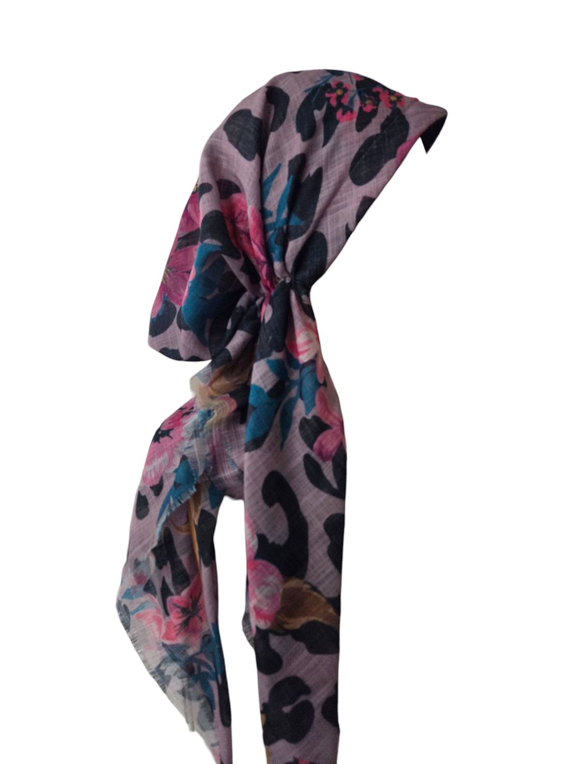 Mauve botanic breeze - soft fringes pretied tichel