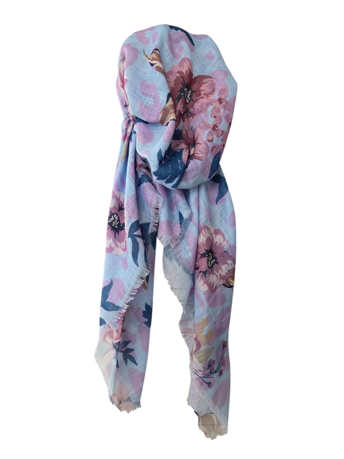 Sky blue botanic breeze - soft fringes pretied tichel