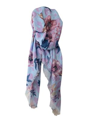 Sky blue botanic breeze - soft fringes pretied tichel