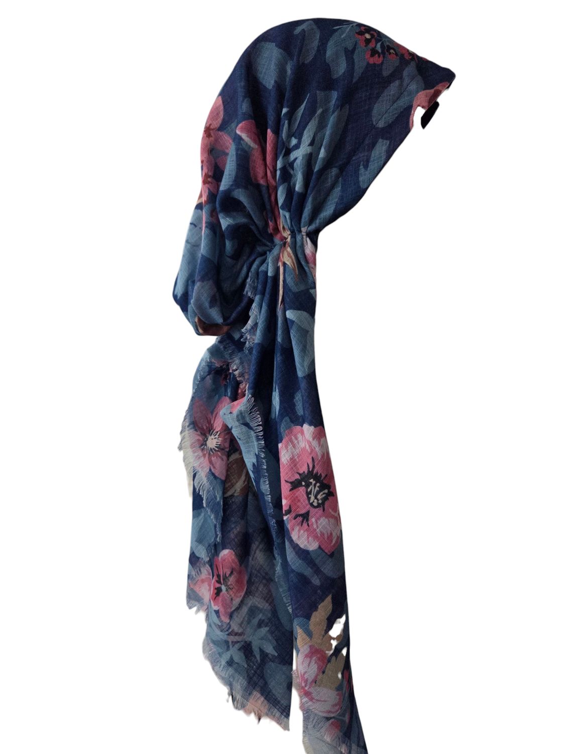 Denim botanic breeze - soft fringes pretied tichel